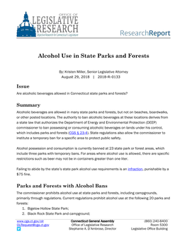 Alcohol Use in State Parks and Forests