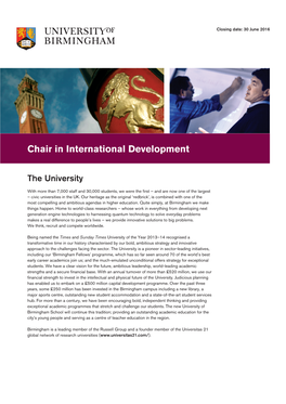 Chair in International Development