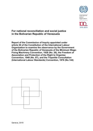 For National Reconciliation and Social Justice in the Bolivarian Republic of Venezuela