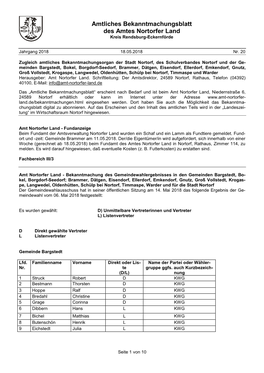 Amtliches Bekanntmachungsblatt Des Amtes Nortorfer Land Kreis Rendsburg-Eckernförde