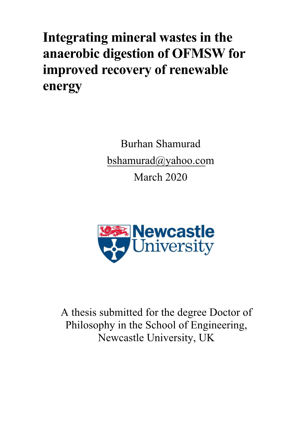 Integrating Mineral Wastes in the Anaerobic Digestion of OFMSW for Improved Recovery of Renewable Energy