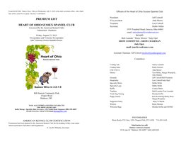 Premium List Heart of Ohio Sussex Spaniel Club