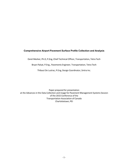 Comprehensive Airport Pavement Surface Profile Collection and Analysis