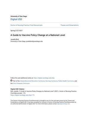 A Guide to Vaccine Policy Change at a National Level
