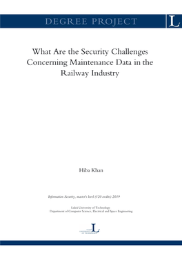 What Are the Security Challenges Concerning Maintenance Data in the Railway Industry