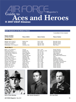 Guide to Aces and Heroes ■ 2007 USAF Almanac
