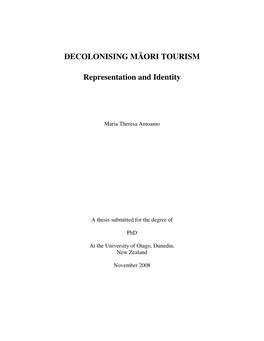 DECOLONISING MĀORI TOURISM Representation and Identity