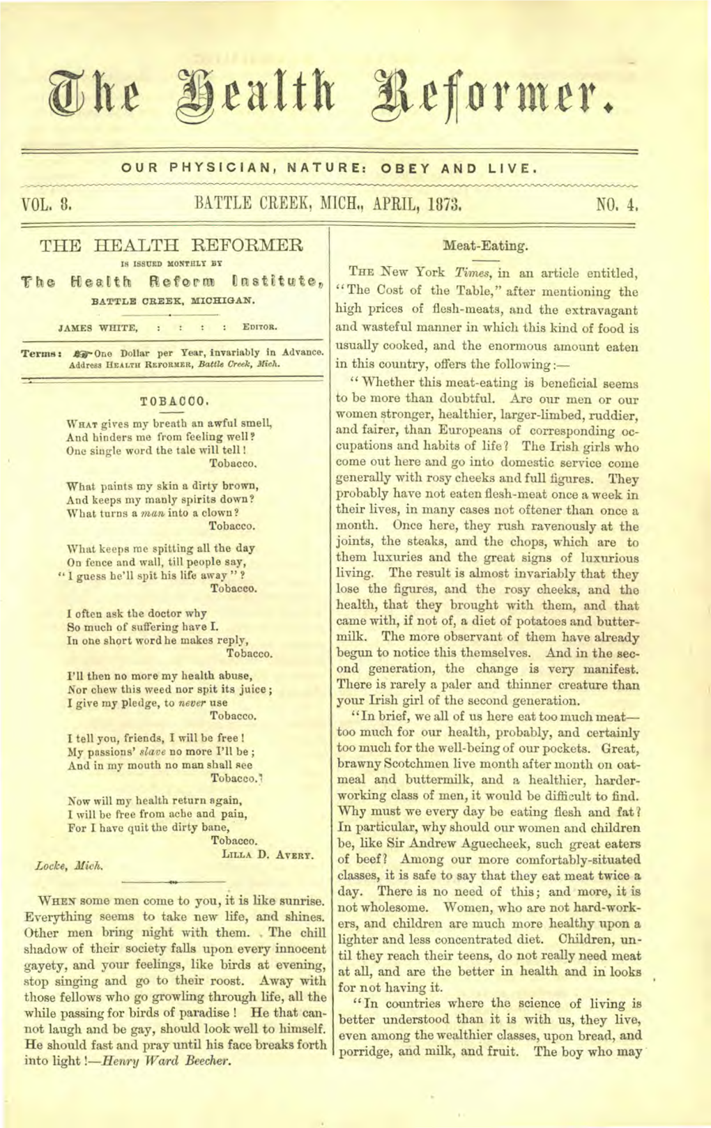 The Health Reformer for 1873