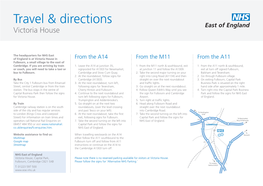 Directions to Victoria House, Fulbourn