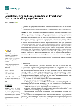 Causal Reasoning and Event Cognition As Evolutionary Determinants of Language Structure