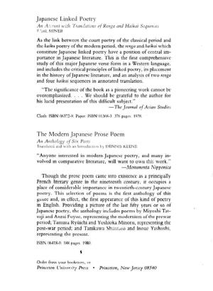 The Zen Poems of Ryokan PRINCETON LIBRARY of ASIAN TRANSLATIONS Advisory Committee for Japan: Marius Jansen, Ear! Miner, Janies Morley, Thomas J