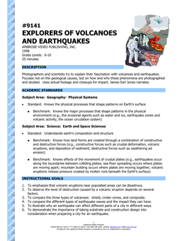 9141 Explorers of Volcanoes and Earthquakes Ambrose Video Publishing, Inc