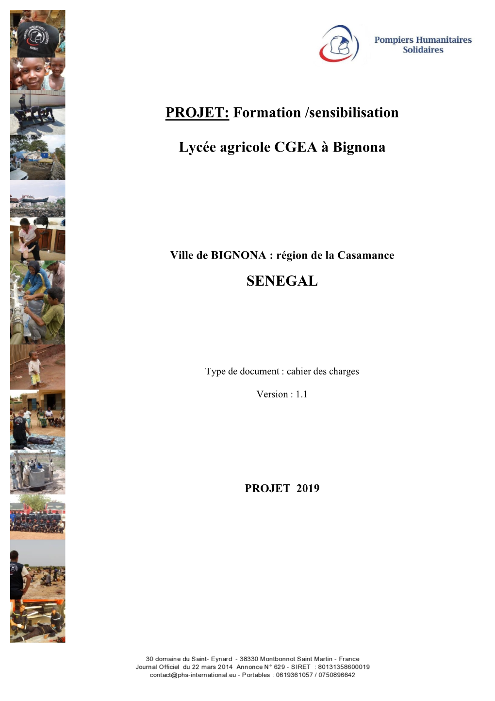 PROJET : Formation /Sensibilisation Lycée Agricole CGEA À Bignona