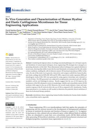 Ex Vivo Generation and Characterization of Human Hyaline and Elastic Cartilaginous Microtissues for Tissue Engineering Applications
