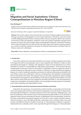 Chinese Cosmopolitanism in Wenzhou Region (China)