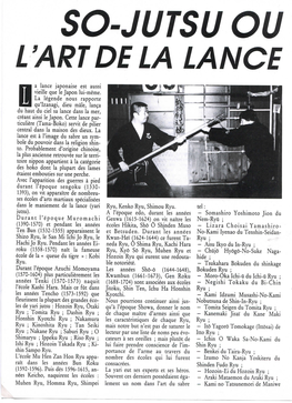 So-Jutsu Ou L'art De La Lance