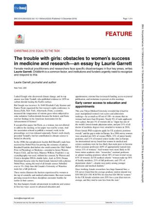 The Trouble with Girls: Obstacles to Women's Success in Medicine And
