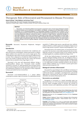 Therapeutic Role of Resveratrol and Piceatannol in Disease Prevention