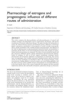 Pharmacology of Estrogens and Progestogens: Inﬂuence of Different Routes of Administration