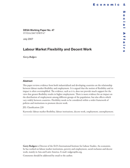 Labour Market Flexibility and Decent Work