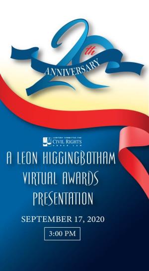 2020 A. Leon Higginbotham Corporate Leadership Award Recipient