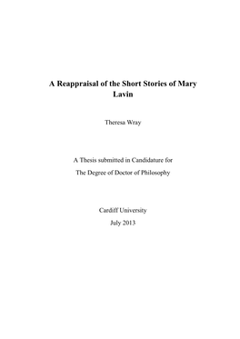 A Reappraisal of the Short Stories of Mary Lavin