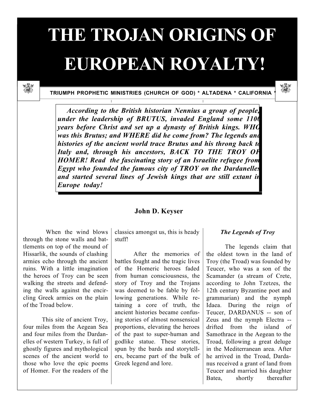 The Trojan Origins of European Royalty!