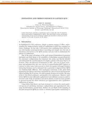 INSTANTON and MERON PHYSICS in LATTICE QCD 1 Introduction As