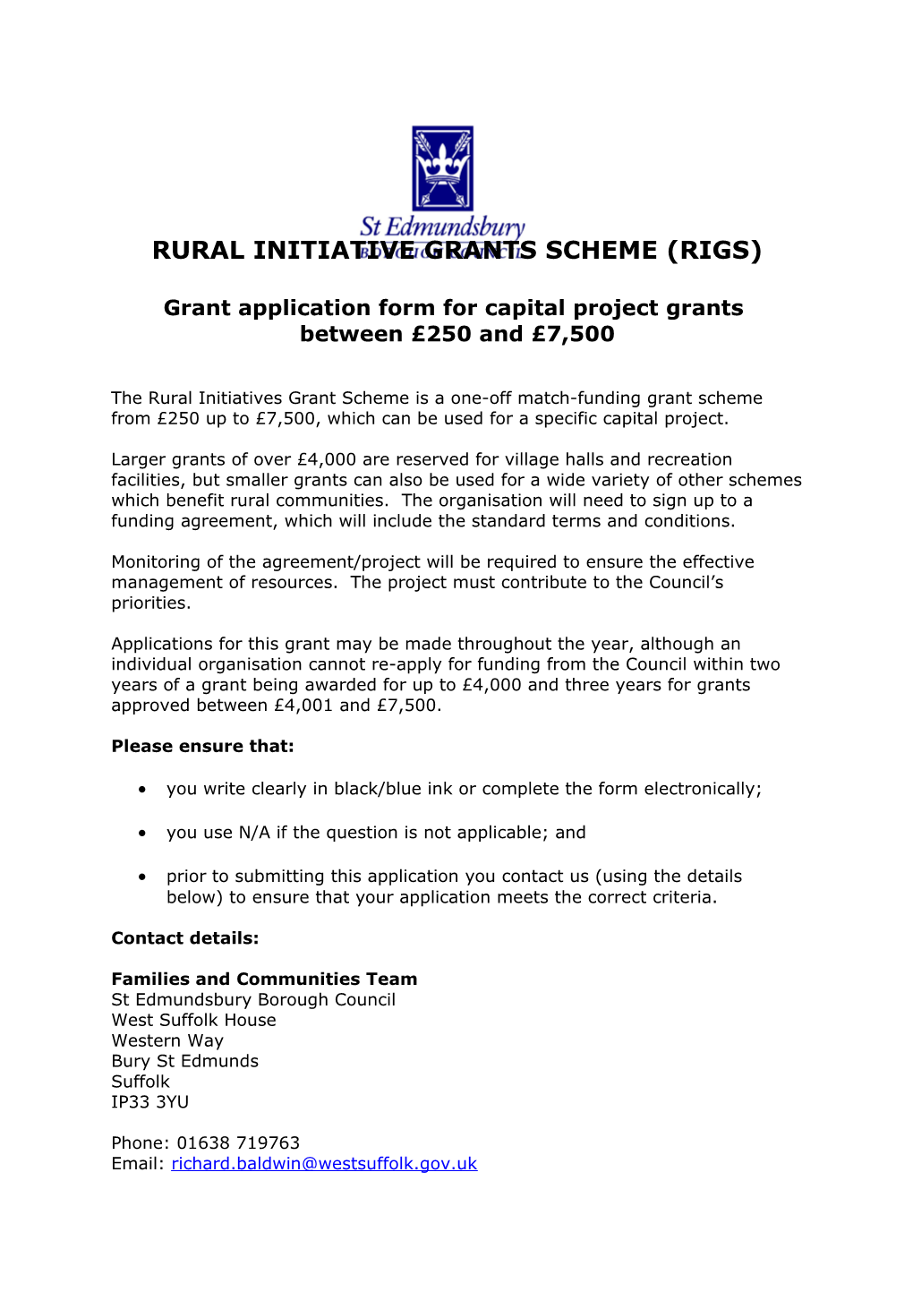 Rural Initiative Grants Scheme (Rigs)