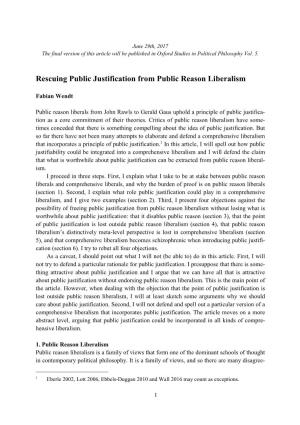 Rescuing Public Justification from Public Reason Liberalism