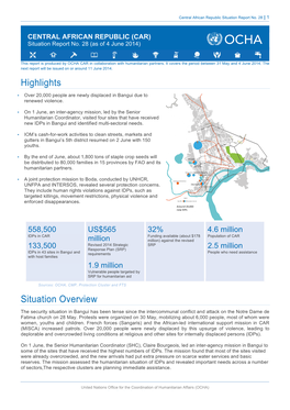 OCHA CAR Situation Report No 28