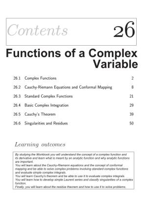 Contentscontents 2626 Functions of a Complex Variable