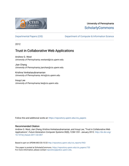 Trust in Collaborative Web Applications