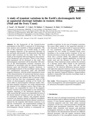 A Study of Transient Variations in the Earth's Electromagnetic Field At