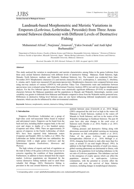 Lethrinus, Lethrinidae, Percoidei) from Three Areas Around Sulawesi (Indonesia) with Different Levels of Destructive Fishing