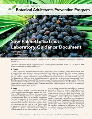 Saw Palmetto Extract Laboratory Guidance Document