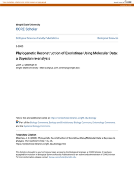 Phylogenetic Reconstruction of Exoristinae Using Molecular Data: a Bayesian Re-Analysis