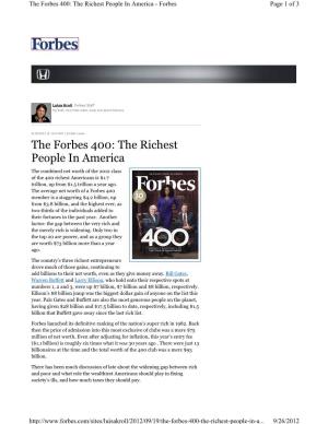 The Forbes 400: the Richest People in America - Forbes Page 1 of 3