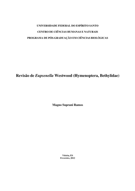 Revisão De Eupsenella Westwood (Hymenoptera, Bethylidae)