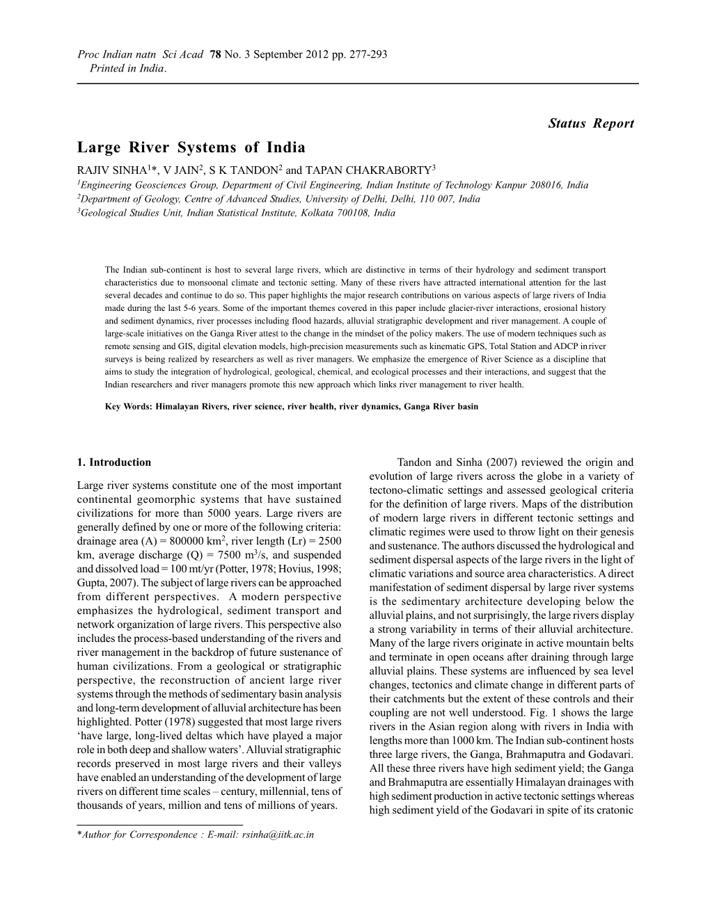 Large River Systems of India