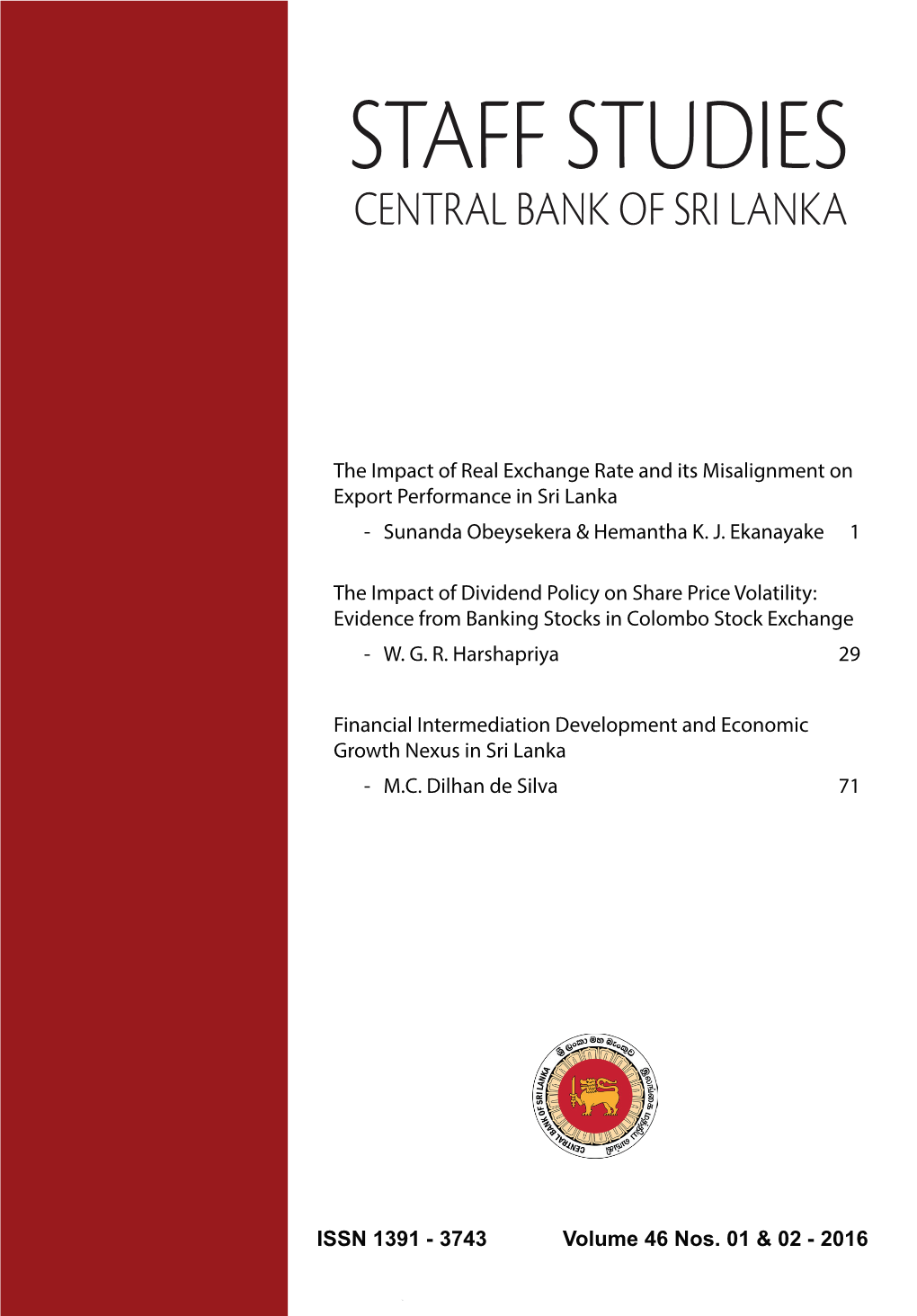 Staff Studies Central Bank of Sri Lanka