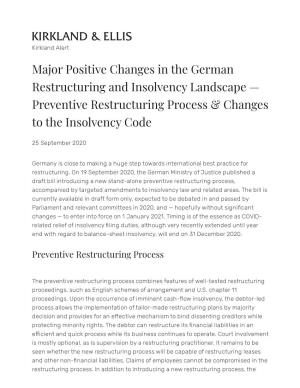 Preventive Restructuring Process & Changes T