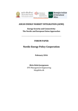 Nordic Energy Policy Cooperation