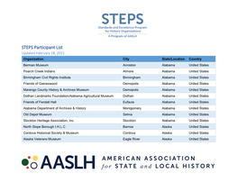 STEPS Participant List