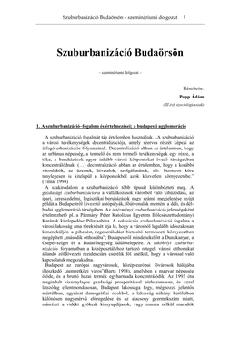 Szuburbanizáció Budaörsön – Szemináriumi Dolgozat 1