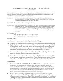 2021 FSA 11U/12U and 13U/14U Kid Pitch Baseball Rules Revised January 8, 2021