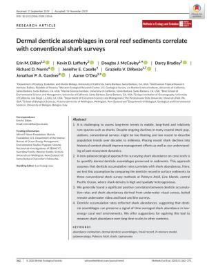 Dermal Denticle Assemblages in Coral Reef Sediments Correlate with Conventional Shark Surveys