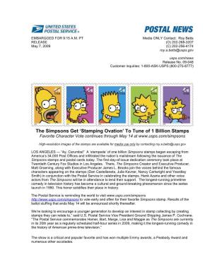 The Simpsons Get ‘Stamping Ovation’ to Tune of 1 Billion Stamps Favorite Character Vote Continues Through May 14 At