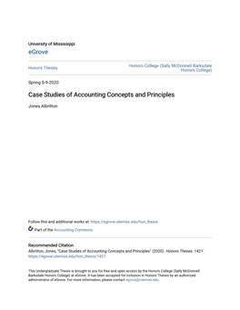 Case Studies of Accounting Concepts and Principles