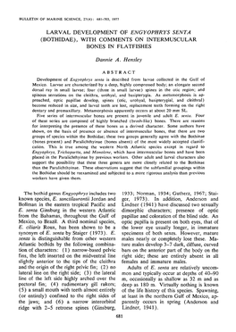 Larval Development of &lt;I&gt;Engyophrys Senta&lt;/I&gt; (Bothidae